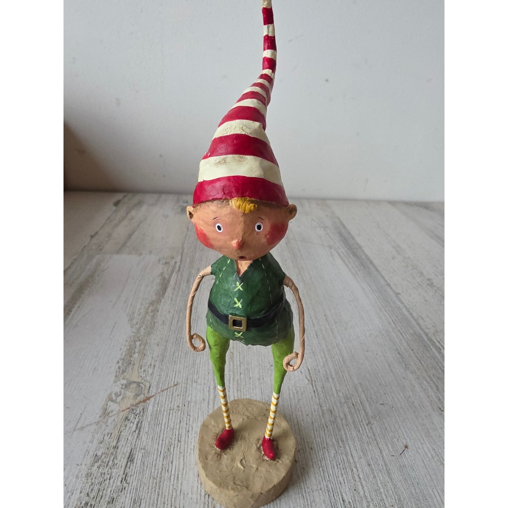 Vintage lori Mitchell boy elf figurine statue Xmas stripe decor